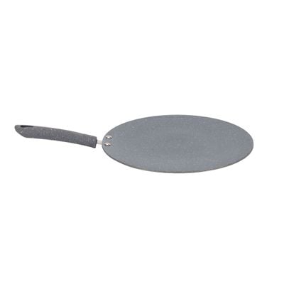 Royalford 28 cm Roti Tawa- RF12566/ Aluminium with Marble Non-Stick Coating, for Chapatti, Dosa, Tortilla, Crepe, Pancake, etc./ Heat Resistant Bakelite Handle, Multi-Purpose Flat Skillet Pan, Compatible with Induction, Hotplate, Halogen, Ceramic Gas Types, Dishwasher Safe/ Grey