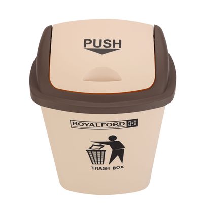 Royalford 40L Dustbin- RF12401| Pedal Bin for Waste Disposal, Trash Can for Trash Can for Hospitals, Restaurants, Societies, Parks, Malls, Etc.| Premium Quality Plastic Bin and Push Lid| Brown