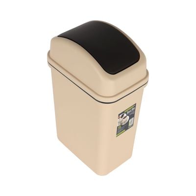 Royalford 10L Dust Bin- RF12248| Premium-Quality Plastic Bin with Swing Lid| Trash Can for Home, Office, Bathroom, School, Shopping Mall, Restaurant| Brown