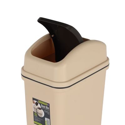 Royalford 10L Dust Bin- RF12248| Premium-Quality Plastic Bin with Swing Lid| Trash Can for Home, Office, Bathroom, School, Shopping Mall, Restaurant| Brown