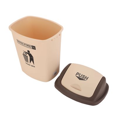 Royalford 30L Dustbin- RF12402| Plastic Bin for Waste Disposal, Trash Can for Hospitals, Restaurants, Societies, Parks, Malls, Etc. with Push Lid| Brown