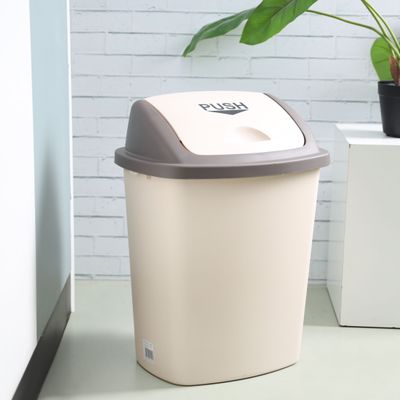 Royalford 30L Dustbin- RF12402| Plastic Bin for Waste Disposal, Trash Can for Hospitals, Restaurants, Societies, Parks, Malls, Etc. with Push Lid| Brown