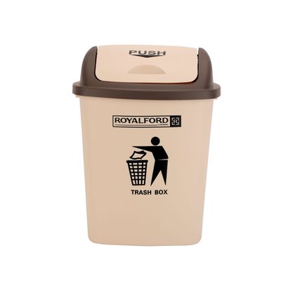 Royalford 30L Dustbin- RF12402| Plastic Bin for Waste Disposal, Trash Can for Hospitals, Restaurants, Societies, Parks, Malls, Etc. with Push Lid| Brown