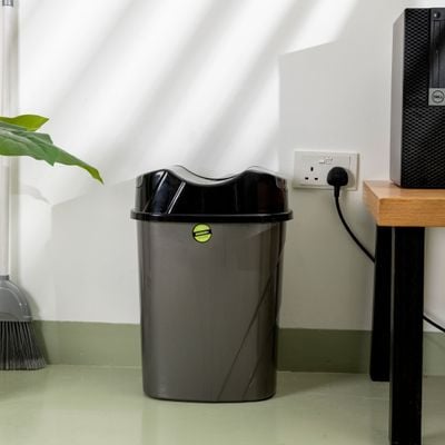 Royalford 15L Wet/Dry Dustbin- RF10115| Stylish and Durable Trash Can for Home, Office, Bathroom, School, Restaurant| Multi-Purpose Bin with Sturdy Construction| Grey