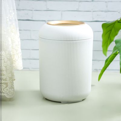 Royalford 9.5 L Plastic Dustbin- RF12251| Stylish and Durable Trash Can for Home, Office, Bathroom, School, Restaurant| Multi-Purpose Plastic Bin with Sturdy Construction| White and Golden