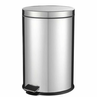 Royalford RF5126 Stainless Steel Pedal Bin 7L, Kitchen Pedal Trash Bin | Stainless Steel Rubbish Bin with Soft Close Lid, Foot Pedal, Flat Lid & Strong Plastic Inner Bucket | Fingerprint Proof & Rust Resistant |Odor Free & Hygienic