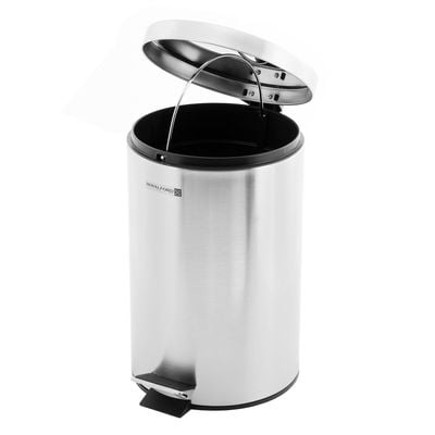 Royalford RF5126 Stainless Steel Pedal Bin 7L, Kitchen Pedal Trash Bin | Stainless Steel Rubbish Bin with Soft Close Lid, Foot Pedal, Flat Lid & Strong Plastic Inner Bucket | Fingerprint Proof & Rust Resistant |Odor Free & Hygienic