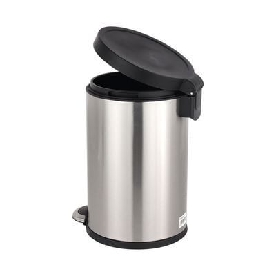 Royalford 8L Pedal Dustbin- RF12243| Pedal Bin for Waste Disposal, with Plastic Bag Fixer| Trash Can for Home, Office, Bathroom, School, Restaurant| Premium Quality Stainless steel Bin, Slow Closing Lid and Hands Free Opening| Silver