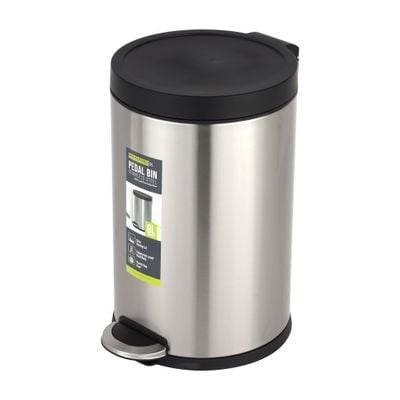 Royalford 8L Pedal Dustbin- RF12243| Pedal Bin for Waste Disposal, with Plastic Bag Fixer| Trash Can for Home, Office, Bathroom, School, Restaurant| Premium Quality Stainless steel Bin, Slow Closing Lid and Hands Free Opening| Silver