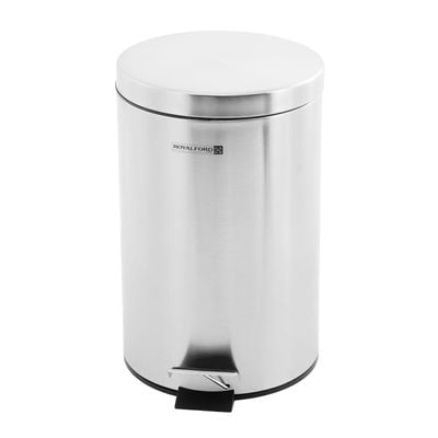 Royalford Stainless Steel Pedal Bin, 20L | Fingerprint Proof | RF5128 | Rust Resistant, Odor Free & Hygienic - Stainless Steel Handle, Strong Plastic Bucket Inner, Soft Close Lid and Plastic Base