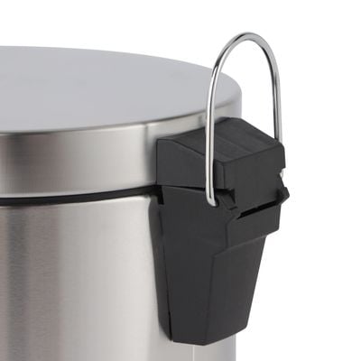 Royalford 7 liter Pedal Dustbin- RF12090/ Step On, Steel Pedals, Iron Handle, Plastic Base, for Waste Disposal, with Removable Inner bucket/ Trash Can for Home, Office, Bathroom, School, Restaurant/ Stainless Steel Bin, Slow Closing Lid and Hands Free Opening/ Silver