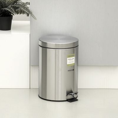 Royalford 7 liter Pedal Dustbin- RF12090/ Step On, Steel Pedals, Iron Handle, Plastic Base, for Waste Disposal, with Removable Inner bucket/ Trash Can for Home, Office, Bathroom, School, Restaurant/ Stainless Steel Bin, Slow Closing Lid and Hands Free Opening/ Silver