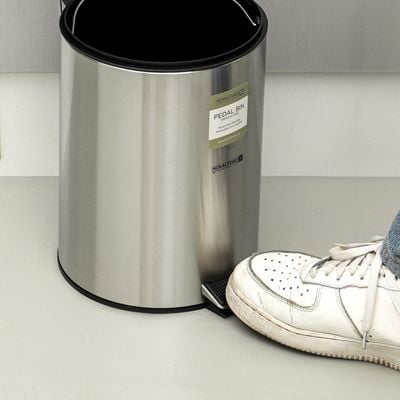 Royalford 7 liter Pedal Dustbin- RF12090/ Step On, Steel Pedals, Iron Handle, Plastic Base, for Waste Disposal, with Removable Inner bucket/ Trash Can for Home, Office, Bathroom, School, Restaurant/ Stainless Steel Bin, Slow Closing Lid and Hands Free Opening/ Silver