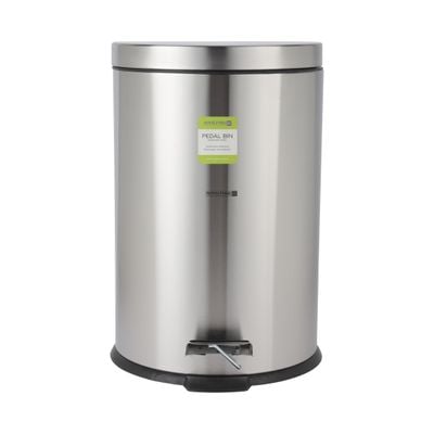 Royalford 20 liter Pedal Dustbin- RF12092/ Step On, Steel Pedals, Iron Handle, Plastic Base, for Waste Disposal, with Removable Inner bucket/ Trash Can for Home, Office, Bathroom, School, Restaurant/ Stainless Steel Bin, Slow Closing Lid and Hands Free Opening/ Silver