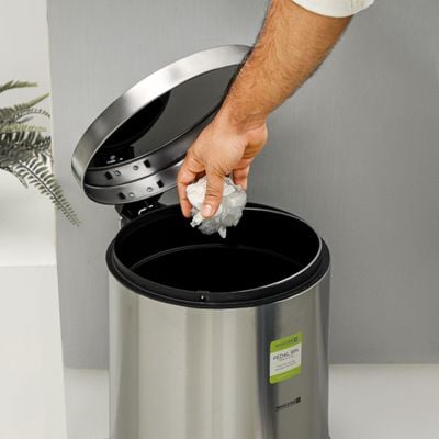 Royalford 20 liter Pedal Dustbin- RF12092/ Step On, Steel Pedals, Iron Handle, Plastic Base, for Waste Disposal, with Removable Inner bucket/ Trash Can for Home, Office, Bathroom, School, Restaurant/ Stainless Steel Bin, Slow Closing Lid and Hands Free Opening/ Silver