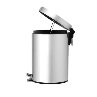 Royalford Stainless Steel Pedal Bin, 12L - Fingerprint Proof | RF5127  | Rust Resistant, Odor Free & Hygienic - Stainless Steel Handle, Strong Plastic Bucket Inner, Soft Close Lid and Plastic Base