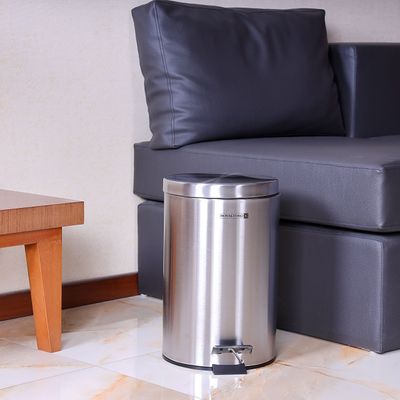 Royalford Stainless Steel Pedal Bin, 12L - Fingerprint Proof | RF5127  | Rust Resistant, Odor Free & Hygienic - Stainless Steel Handle, Strong Plastic Bucket Inner, Soft Close Lid and Plastic Base