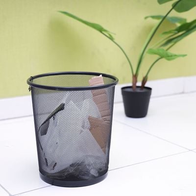 Royalford RF9796 Mesh Waste Bin - Portable Round Metal Small Trash Can Wastebasket, Garbage Container Bin Paper Bin | Compact Design | Ideal for Bathrooms, Kitchens, Home Offices & More