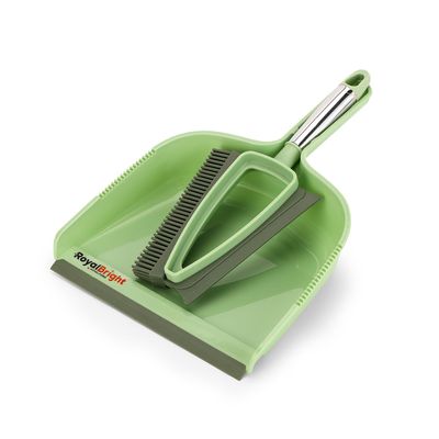 Royalford Dustpan with Brush-RF12138| Dustpan with 2-in-1 Brush with TPR Brush and Squeegee, Comfortable Grip| Multi-Purpose Cleaning Tool Perfect for Home, Kitchen, Office Use| Highly Durable, Light-Weight and Elegant Design| Green