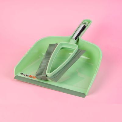 Royalford Dustpan with Brush-RF12138| Dustpan with 2-in-1 Brush with TPR Brush and Squeegee, Comfortable Grip| Multi-Purpose Cleaning Tool Perfect for Home, Kitchen, Office Use| Highly Durable, Light-Weight and Elegant Design| Green