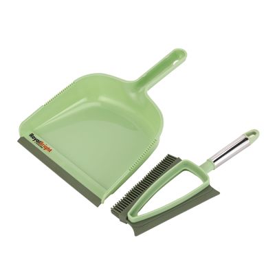 Royalford Dustpan with Brush-RF12138| Dustpan with 2-in-1 Brush with TPR Brush and Squeegee, Comfortable Grip| Multi-Purpose Cleaning Tool Perfect for Home, Kitchen, Office Use| Highly Durable, Light-Weight and Elegant Design| Green