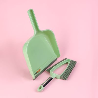 Royalford Dustpan with Brush-RF12138| Dustpan with 2-in-1 Brush with TPR Brush and Squeegee, Comfortable Grip| Multi-Purpose Cleaning Tool Perfect for Home, Kitchen, Office Use| Highly Durable, Light-Weight and Elegant Design| Green
