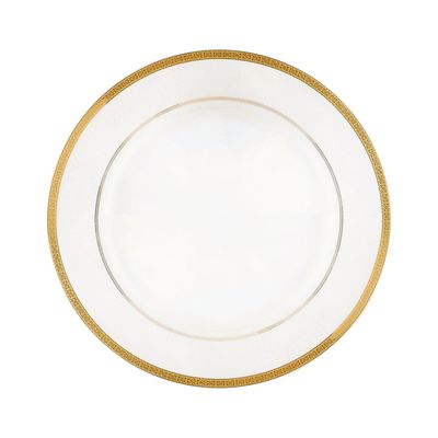 Premium Bone China Plates, 10.5" Flat Dinner Plate, RF10464 | Round Shape Plate with Elegant Golden Border | Ideal for Dinner, Lunch, Breakfast, Parties & More