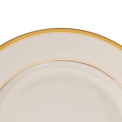 Premium Bone China Plates, 10.5" Flat Dinner Plate, RF10464 | Round Shape Plate with Elegant Golden Border | Ideal for Dinner, Lunch, Breakfast, Parties & More