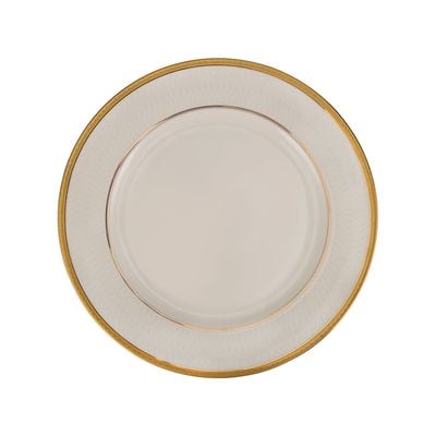 Premium Bone China Plates, 10.5" Flat Dinner Plate, RF10464 | Round Shape Plate with Elegant Golden Border | Ideal for Dinner, Lunch, Breakfast, Parties & More