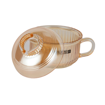 Royalford Glass Bowl with Lid-RF12213/ Sodalime Pot with Side Handle, Mug Design, Perfect for Preparing and Serving Cold and Hot Food, Pasta, Noodles, Cereals, Smoothies, etc./ Clear