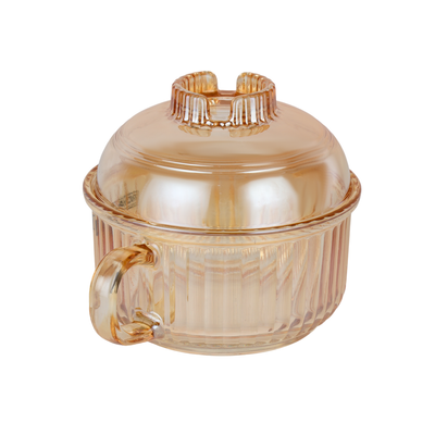 Royalford Glass Bowl with Lid-RF12213/ Sodalime Pot with Side Handle, Mug Design, Perfect for Preparing and Serving Cold and Hot Food, Pasta, Noodles, Cereals, Smoothies, etc./ Clear