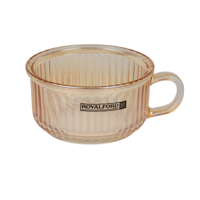 Royalford Glass Bowl with Lid-RF12213/ Sodalime Pot with Side Handle, Mug Design, Perfect for Preparing and Serving Cold and Hot Food, Pasta, Noodles, Cereals, Smoothies, etc./ Clear