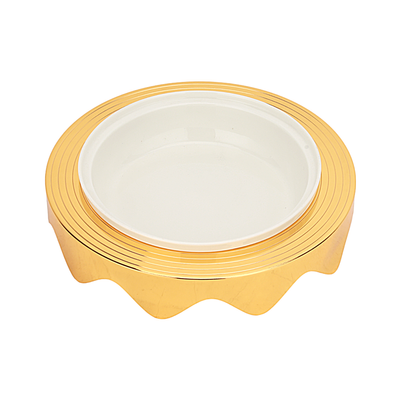 Royalford 8" Date Bowl with Lid- RF12343/Perfect for Serving Dates, Dried Nuts, Candies, Etc./ Versatile and Strong with Elegant Golden-Finish Knob and Base, Ceramic Bowl/ Dishwasher and Freezer Safe