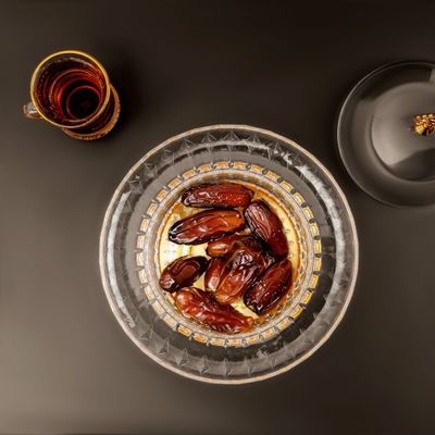 Royalford Date Bowl with Lid- RF12336/Perfect for Serving Dates, Dried Nuts, Candies, Etc./ Versatile and Strong Acrylic Construction with Elegant Golden-Finish Knob and Base/ Dishwasher and Freezer Safe