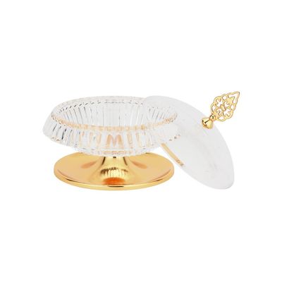 Royalford Date Bowl with Lid- RF12337/Perfect for Serving Dates, Dried Nuts, Candies, Etc./ Versatile and Strong with Elegant Golden-Finish Knob and Base, Acrylic Bowl/ Dishwasher and Freezer Safe