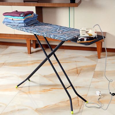 Royalford RF8523 Ironing Board with Steam Iron Rest | Steel | 110 x 34 cm | Heat Resistant | Contemporary Lightweight Iron Board with Adjustable Height and Lock System (Blue & White)