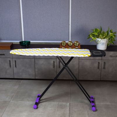 Royalford Ironing Board- RF11915| 114x36 CM, Ironing Table with Steel Frame| With Adjustable Height Mechanism| Heat Resistant Cotton Cover and Iron Rest| Perfect for Home, Apartments, Hostels, Etc.| White