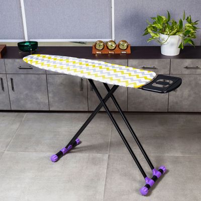 Royalford Ironing Board- RF11915| 114x36 CM, Ironing Table with Steel Frame| With Adjustable Height Mechanism| Heat Resistant Cotton Cover and Iron Rest| Perfect for Home, Apartments, Hostels, Etc.| White