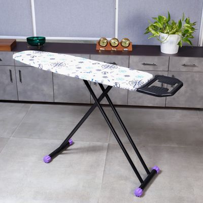 Royalford Ironing Board- RF11913| 114x33 CM, Ironing Table with Steel Frame| With Adjustable Height Mechanism| Heat Resistant Cotton Cover and Iron Rest| Perfect for Home, Apartments, Hostels, Etc.| White