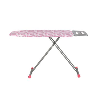 Royalford Ironing Board- RF11914| Ironing Table with Monoblock Metal Base| Ironing Table with Iron Rest and Adjustable Height Mechanism| Heat Resistant 100% Cotton Cover, Non-Slip Legs| 114x33 cm, Perfect for Home, Hotel, Apartments, Hostel, Etc.| Pink and White