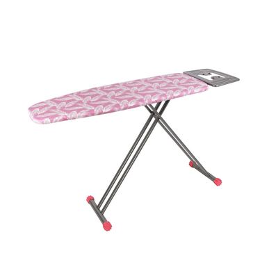 Royalford Ironing Board- RF11914| Ironing Table with Monoblock Metal Base| Ironing Table with Iron Rest and Adjustable Height Mechanism| Heat Resistant 100% Cotton Cover, Non-Slip Legs| 114x33 cm, Perfect for Home, Hotel, Apartments, Hostel, Etc.| Pink and White