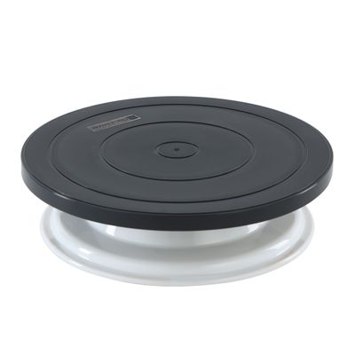 Royalford 28 CM Cake Decorating Turntable- RF11643| 360-Degree Rotating Plastic Turntable| Anti-Skid Base, Non-Slip Surface, Suitable for Icing, Decorating and Levelling Cakes| For Beginner and Professional Bakers| Steel Balls for Easy Rotation| Blue and Black