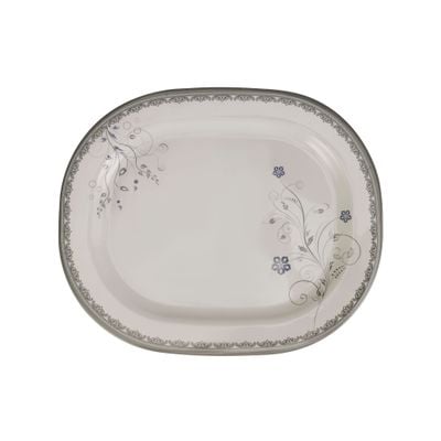 Melamineware Rectangular Rice Plate | 14" Plate | RF10607 | Dinner Plate with Elegant Floral Design | Ideal for Dinner, Lunch, Breakfast, Parties & More