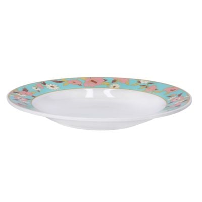 Royalford RF6730 10" Melamine Ware Deep Plate with Floral Design - Soup Plates Pasta Plates | Plate with Classic Decoration, Microwave & Dishwasher Safe | Ideal for Soup, Pasta, Desserts, Ice Cream & More