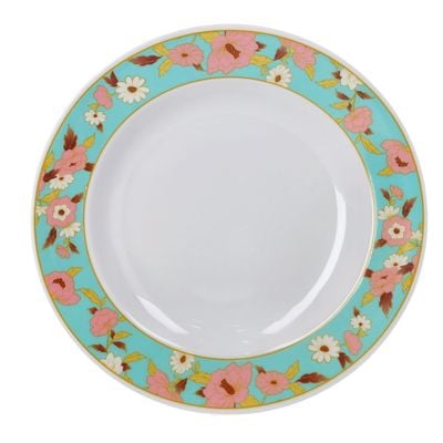 Royalford RF6730 10" Melamine Ware Deep Plate with Floral Design - Soup Plates Pasta Plates | Plate with Classic Decoration, Microwave & Dishwasher Safe | Ideal for Soup, Pasta, Desserts, Ice Cream & More