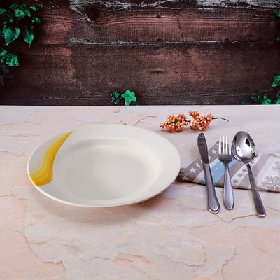 Royalford 10" Melamine Ware Super Rays Deep Plate - Soup Plates Pasta Plates | Plate with Playful Classic Decoration, Dishwasher Safe | Ideal for Soup, Deserts, Ice Cream & More (Orange)