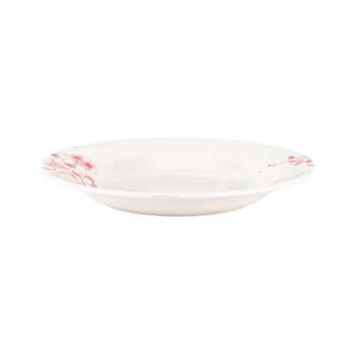 Royalford RF6729 10" Melamine Ware Deep Plate - Soup Plates Pasta Plates | Plate with Playful Classic Decoration | Microwave & Dishwasher Safe | Ideal for Soup, Desserts, Ice Cream & More (White)