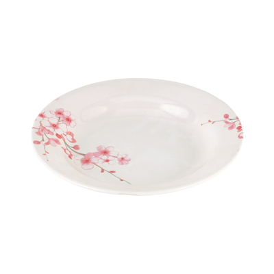 Royalford RF6729 10" Melamine Ware Deep Plate - Soup Plates Pasta Plates | Plate with Playful Classic Decoration | Microwave & Dishwasher Safe | Ideal for Soup, Desserts, Ice Cream & More (White)