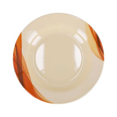 Royalford RF8079 10" Melamine Ware Super Rays Deep Plate - Soup Plates Pasta Plates | plate with playful Classic decoration, dishwasher safe | Ideal for Soup, Deserts, Ice Cream & More| Brown