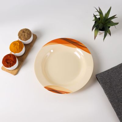 Royalford RF8079 10" Melamine Ware Super Rays Deep Plate -  Soup Plates Pasta Plates | plate with playful Classic decoration, dishwasher safe | Ideal for Soup, Deserts, Ice Cream & More| Brown